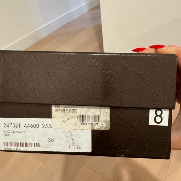 Gucci Guccissima High Heel Peep Toe Leather Pumps - 38 - Picture 9 of 9